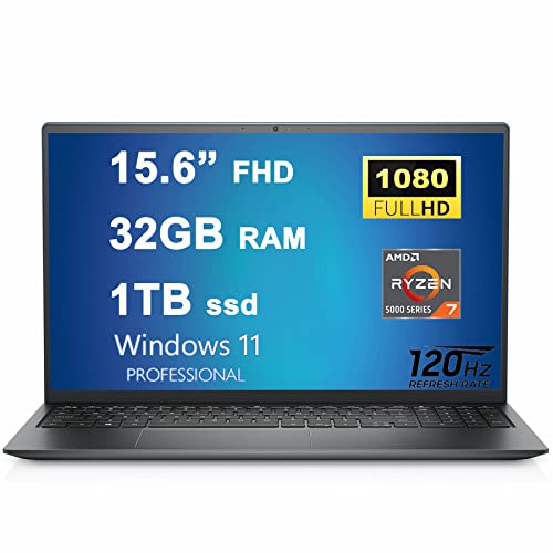 Dell Inspiron 15 3000 3525 Business Laptop 15.6" FHD 120Hz WVA Anti-Glare Narrow Border Display AMD Ryzen 5000 Series Octa-Core Ryzen 7 5825U 16GB RAM 512GB SSD HDMI MaxxAudio Win11Pro Carbon Black (Renewed)