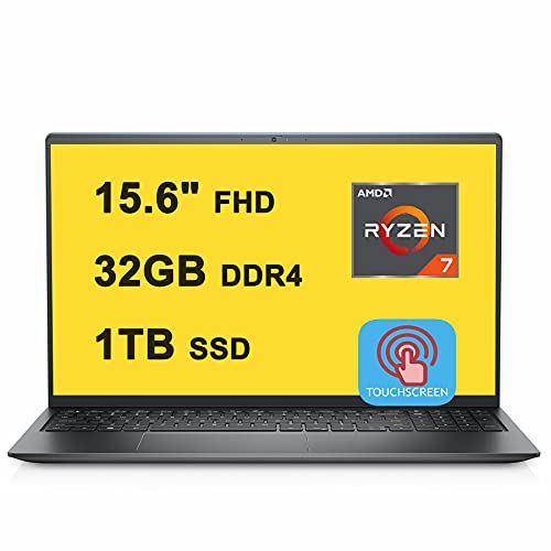 Dell Inspiron 15 5000 5515 Premium Laptop I 15.6" FHD WVA Touchscreen I AMD Octa-Core Ryzen 7 5700U I 16GB DDR4 512GB SSD I Fingerprint Backlit KB HDMI USB-C WIFI6 Win10 (Renewed)
