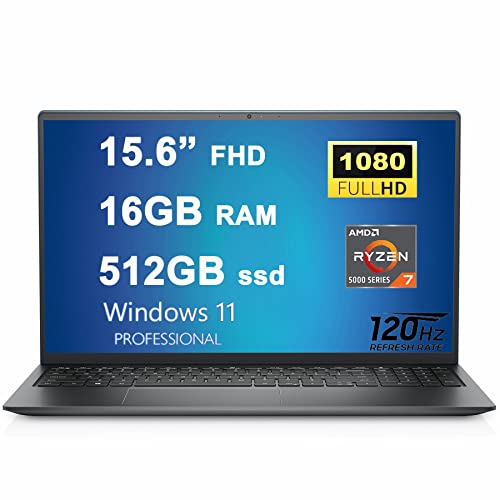 Dell Inspiron 15 3000 3525 Business Laptop 15.6" FHD 120Hz WVA Anti-Glare Narrow Border Display AMD Ryzen 5000 Series Octa-Core Ryzen 7 5825U 16GB RAM 512GB SSD HDMI MaxxAudio Win11Pro Carbon Black (Renewed)