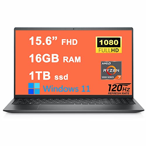 Dell Inspiron 15 3000 3525 Business Laptop 15.6” FHD 120Hz WVA Anti-Glare Narrow Border Display AMD Ryzen 5000 Series Octa-Core Ryzen 7 5825U 16GB RAM 512GB SSD HDMI MaxxAudio Win11 Carbon Black (Renewed)